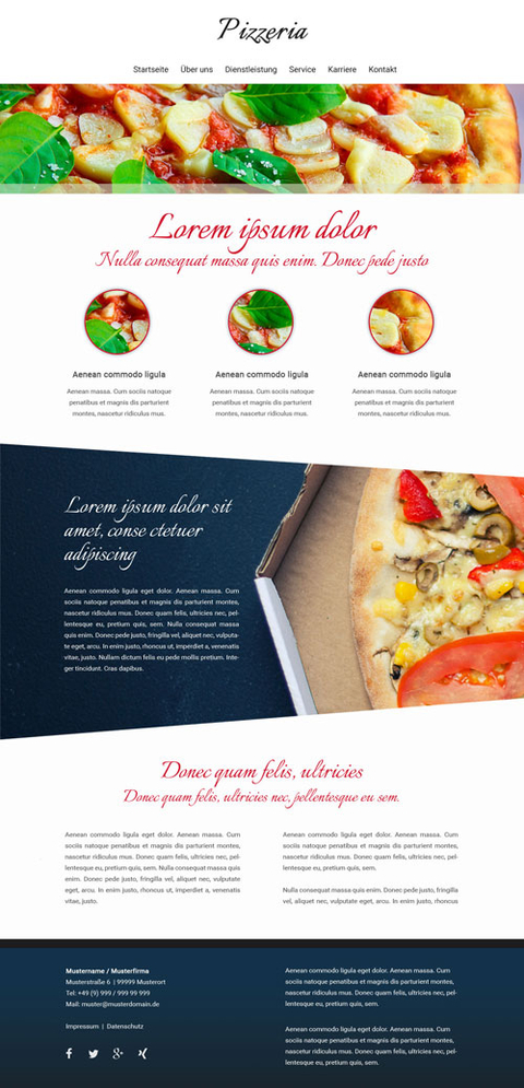 Website Vorlage für Pizzeria oder italienisches Restaurant